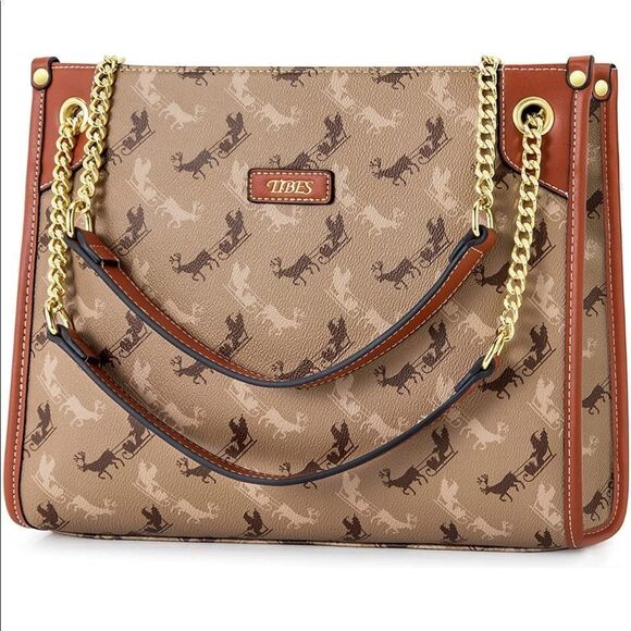 WOMEN'S Top-Handle Fashion Vegan Leather Satchel Tote Bag - Picture 1 of 5